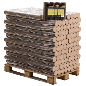 Briquettes rondes en hêtre, palette de 96 paquets de 10 kg (960 kg)